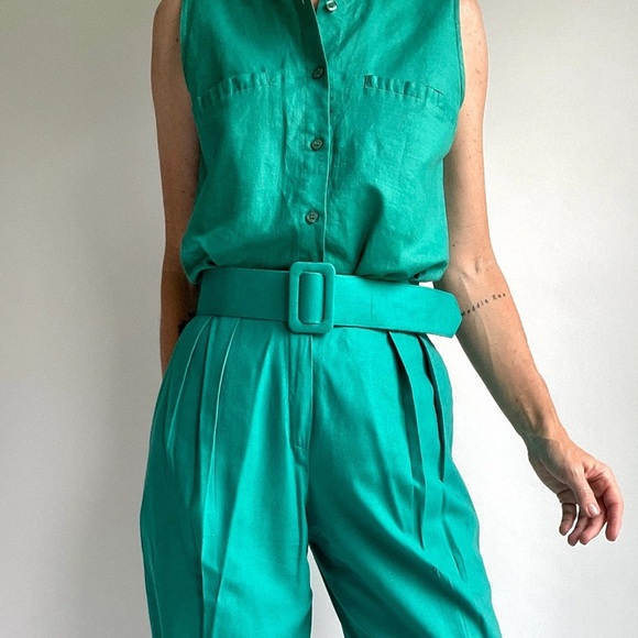 Talbot irish Green Sleeveless Top medium - Picture 2 of 5